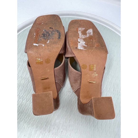 42 Gold Saldana Kid Suede Sandal Womens 6 Open Toe Criss Cross Strap Tan - Picture 9 of 9